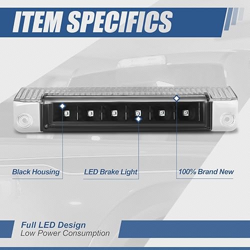 Miniatura 2 de Auto Dynasty Lámpara de freno LED trasera de montaje alto de tercera parte trasera compatible con Chevy Express GMC Savana 1500 2500 3500 2003-2017,