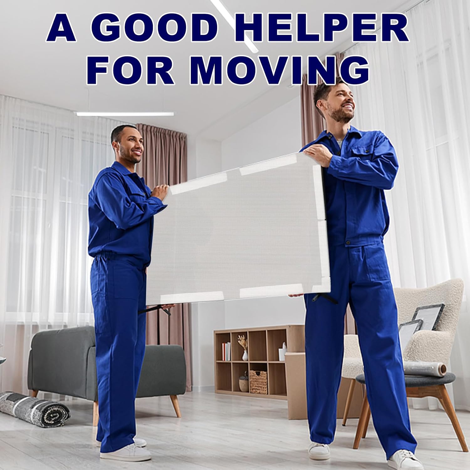 TV Moving Box Cushioning Supplies Set Include 2 Pcs Foam Flat Screen TV Cover for Moving Fits Up to 75''W x 41''H Display Screen and 16 Pcs Foam Corner Edge Protectors, 20M textured tape