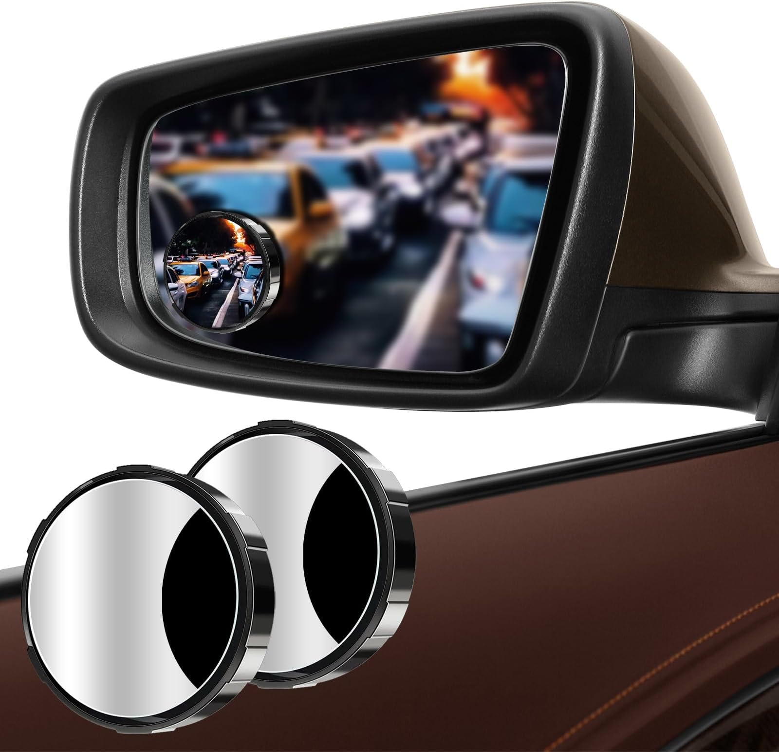 Blind Spot Mirrors 2 Pack, Suction Cup Car Convex Blind Spot Mirror, 360° Wide Angle HD Car Side View Blindspot Mirror, Automotive Exterior Accessories Rear View Mirror for Car SUV Truck (Black)