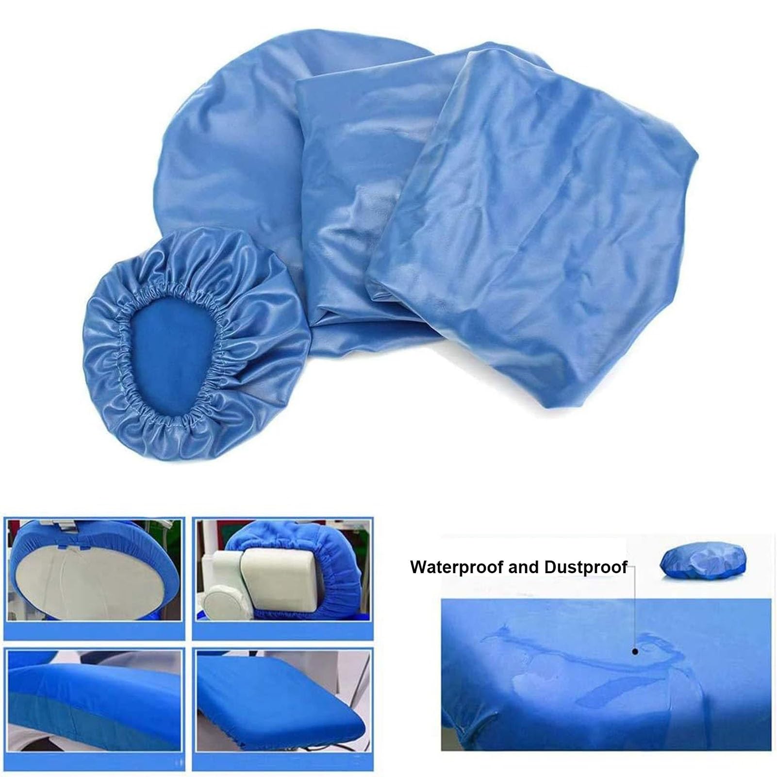 Genérico Juego de 4 - Funda Protectora Completa para Sillón Dental, Funda Impermeable de PU Cuero para Sillón Dental, Funda Protectora para Sillón Dental Sustituye Accesorios Universales(Sky Blue)