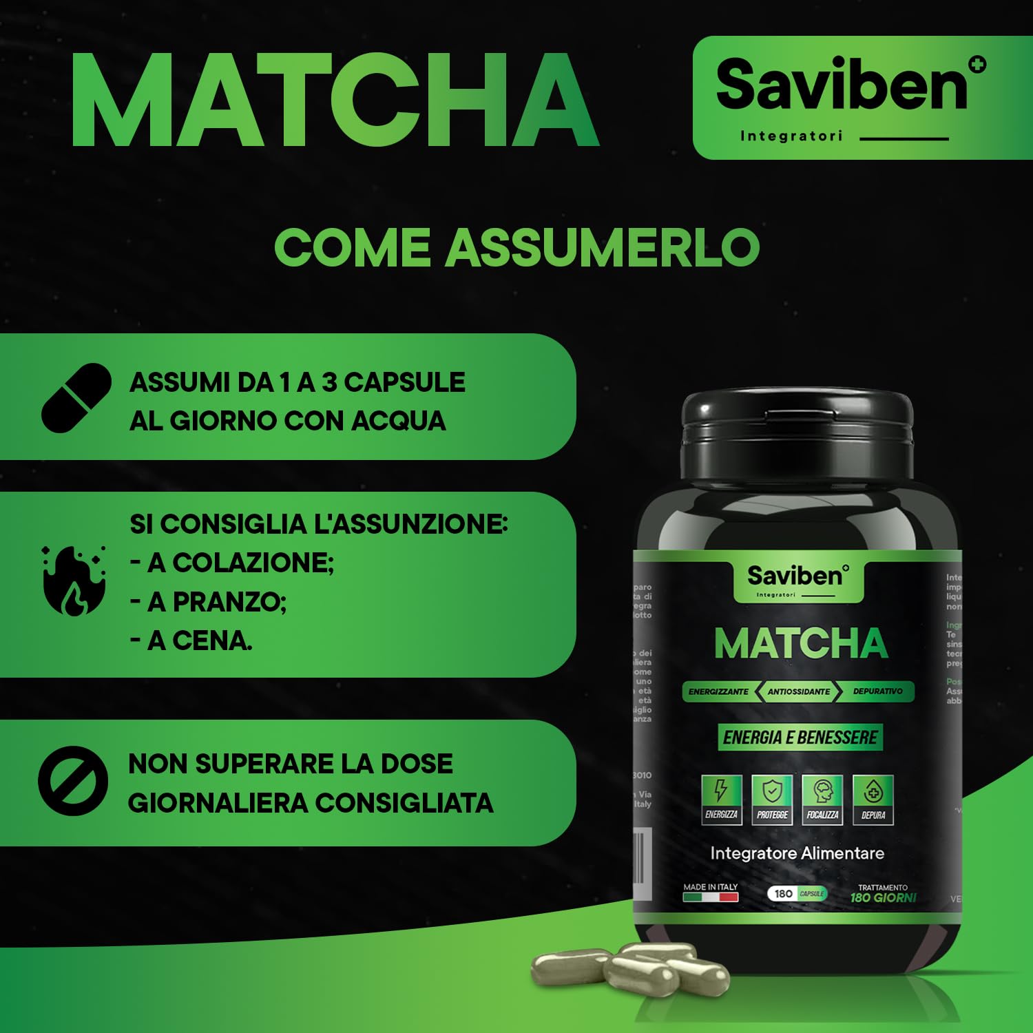 integratore Te Verde Matcha Giapponese 180 Capsule per dieta keto The Matcha Dimagrante naturale ultra Potente Antiossidante Energizzante Potenzia il Metabolismo Rafforza difese immunitarie