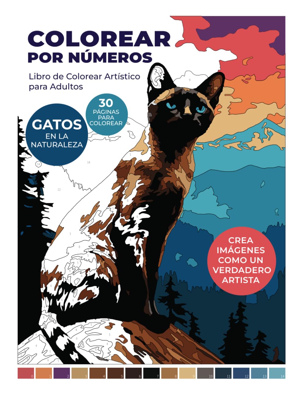 Colorear por Números para Adultos: Gatos en la Naturaleza: Libros de Colorear por Números para Relajación de Adultos | Libro de Colorear para Adultos con Guía de Colores | Juegos Mentales