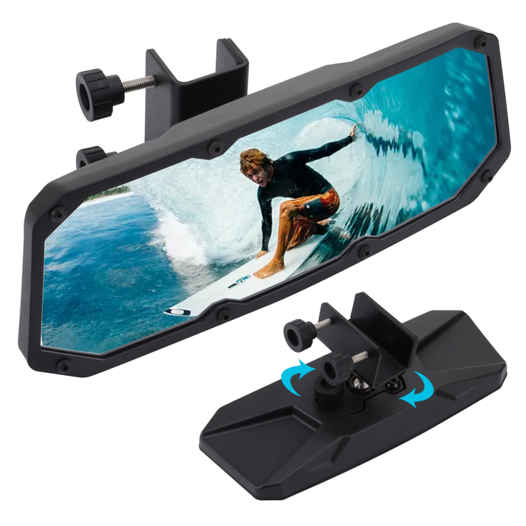 CUCUFA Boat Rear View Mirror, 11x4.2in Universal Marine Mirror, Marine Rearview Mirrors, Rear View Boat Mirror for Outdoor