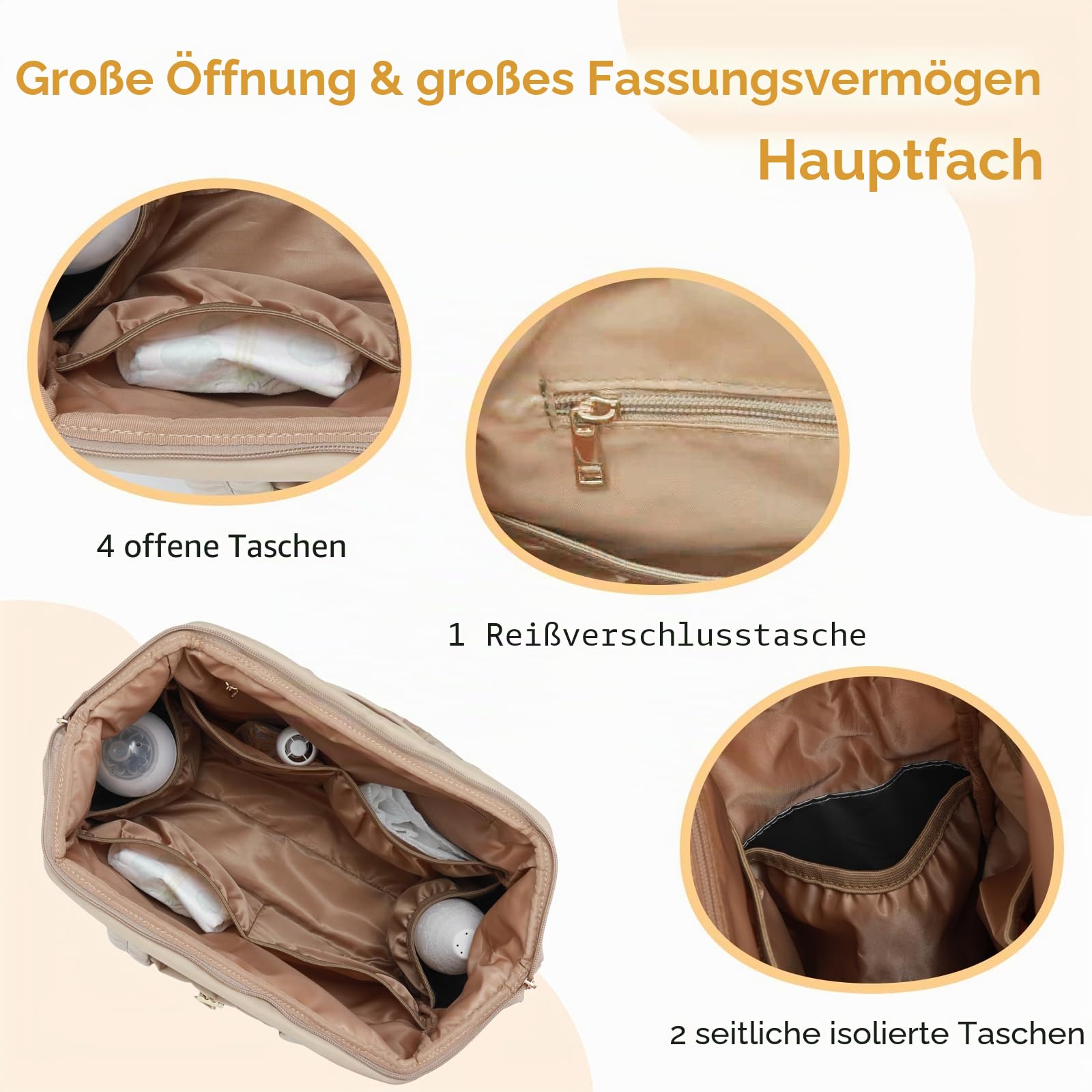Wickeltasche, Baby-Reise-Organizer (Beige)
