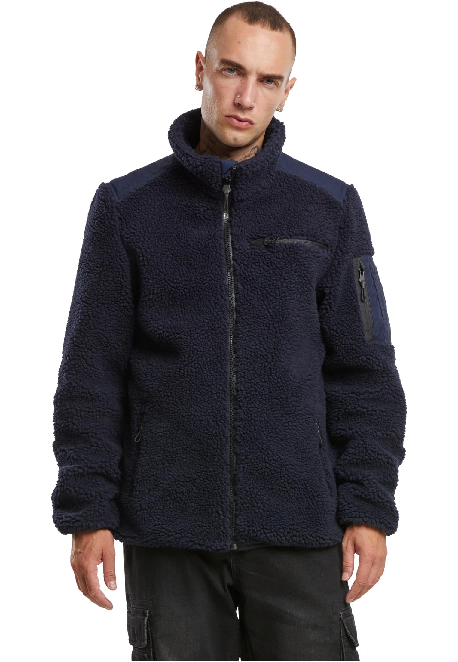 Brandit Ramble Teddy Fleece Hombre Chaqueta entre-tiempo Negro 100% poliéster