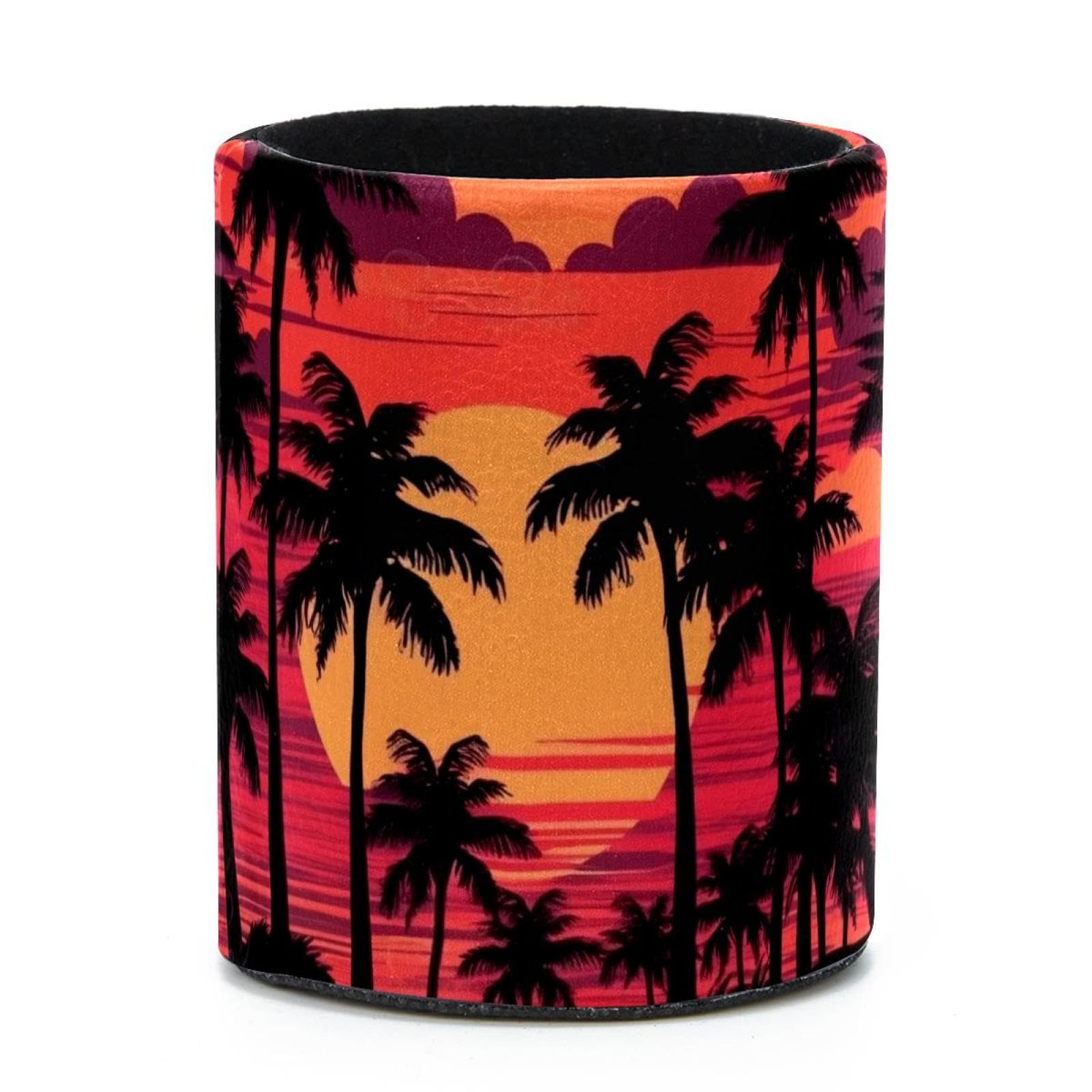VAPOKF Round Pencil Holders for Desk, Palm Trees Pen Holders Pen Pot Makeup Brushes Storage Desktop Stationery Supplies Organiser for Home Office