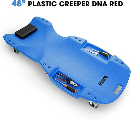 Miniatura 109 de DNA MOTORING Enredadera de plástico de perfil bajo de 40 pulgadas con reposacabezas acolchado, bandejas de herramientas y 6 ruedas, verde