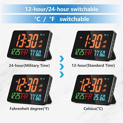 Miniatura 3 de JXJHOVV Reloj despertador digital, hora precisa, letras extragrandes, temperatura y humedad, calendario, semana, más preciso que el reloj