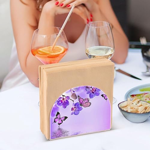 Miniatura 6 de Servilletero para mesa con diseño floral de mariposa acrílica, soporte de servilleta de papel, soporte de mesa independiente para cocina,