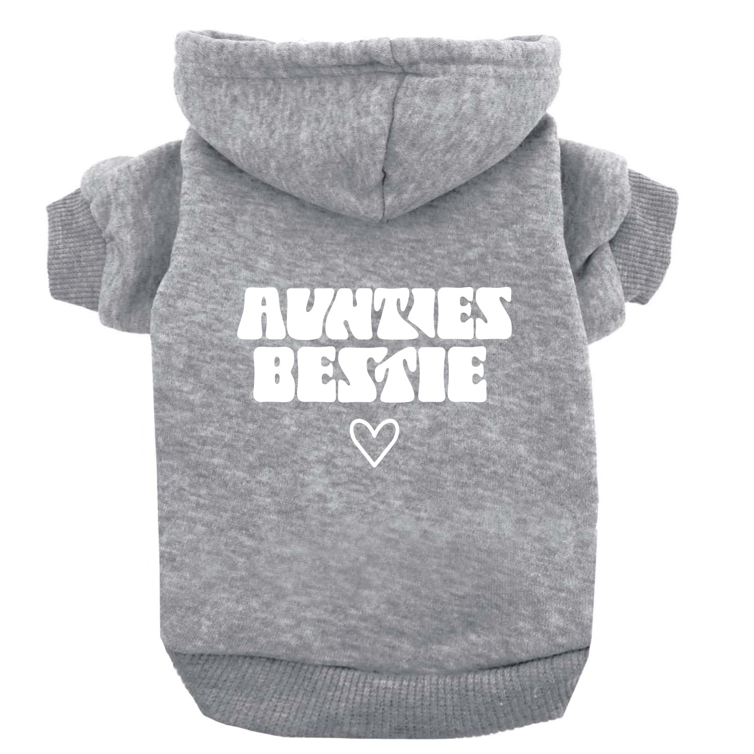 Aunties Bestie Dog Hoodie | Fleece Lined |Leash Hole| Mother's Day | Aunt Gift | Best Auntie & Sister | Valentine's Day|Grey, 5X-Large 1360