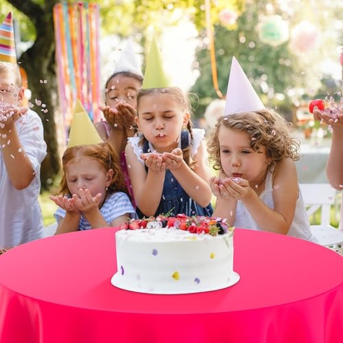 Miniatura 7 de Oudain Mantel redondo de plástico prémium de 84 pulgadas, desechables, impermeables, para fiestas, cenas, cumpleaños, campamento, picnic (color