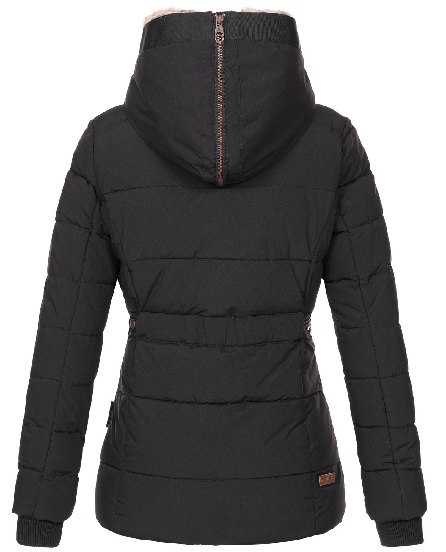 MARIKOO warme Damen Winter Jacke Winterjacke Steppjacke gefüttert Kunstfell B658