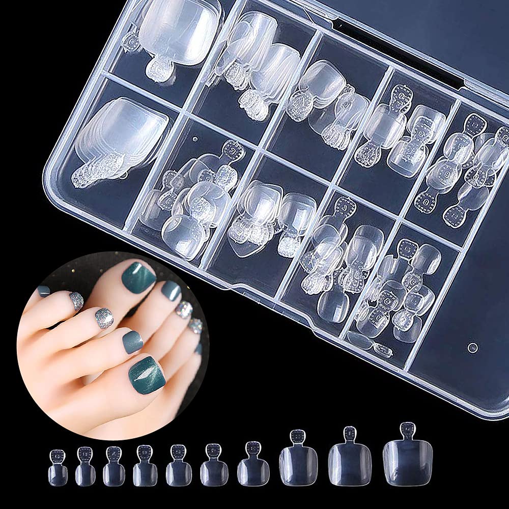 Acrylic False Toenails Full Cover, 100pcs Artificial French