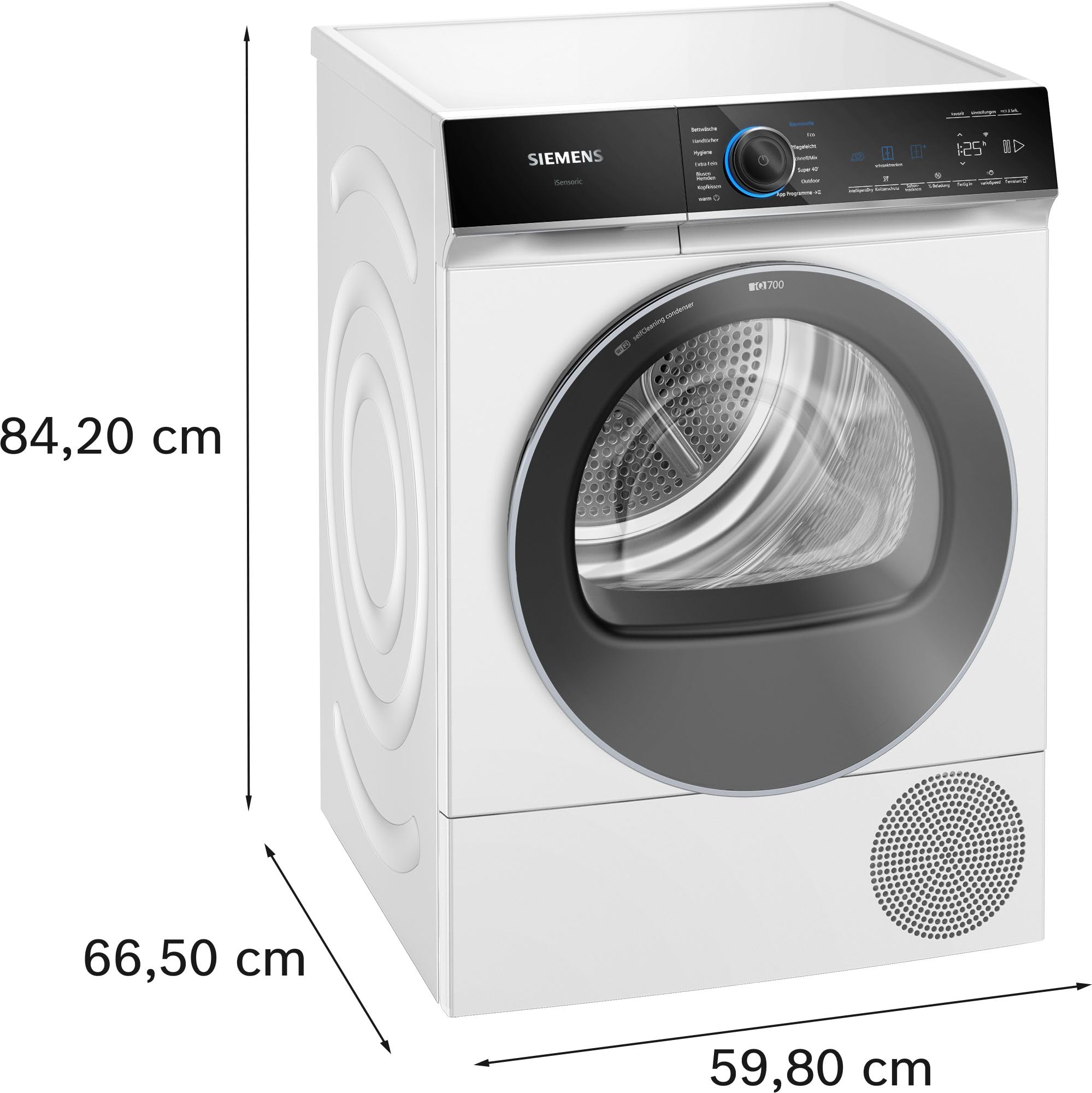 Siemens iQ700 Smarter Wärmepumpentrockner 9 kg extrem leise WQ46B2D41 | Extrem leise, varioSpeed, halbe Beladung, Knitterschutz, autoDry, Home Connect, selbstreinigender Kondensator