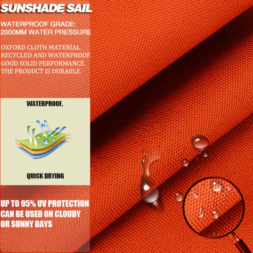 Toldo Vela De Sombra Triangular 6x6x6m Impermeable Toldo Protección Rayos 98％ UV,Adecuado para Jardín, Terraza, Exterior, Cenador Naranja