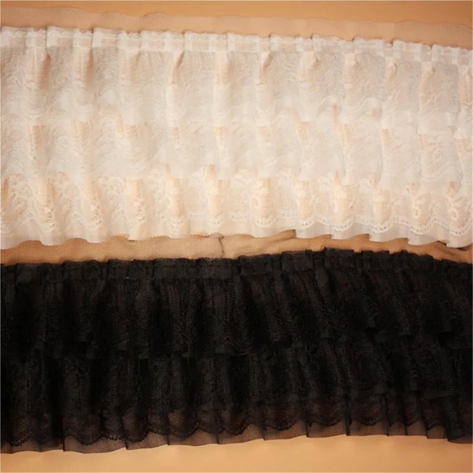 Cinta De Encaje Adorno de encaje de gasa suave y encaje for ropa, zapatos, mangas, ropa infantil y decoración del hogar. Para Coser Manualidades(Black)