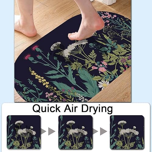 Miniatura 5 de Wild Flowers - Alfombra de baño súper absorbente de secado rápido, parte inferior de goma antideslizante, fácil de limpiar, alfombras de baño