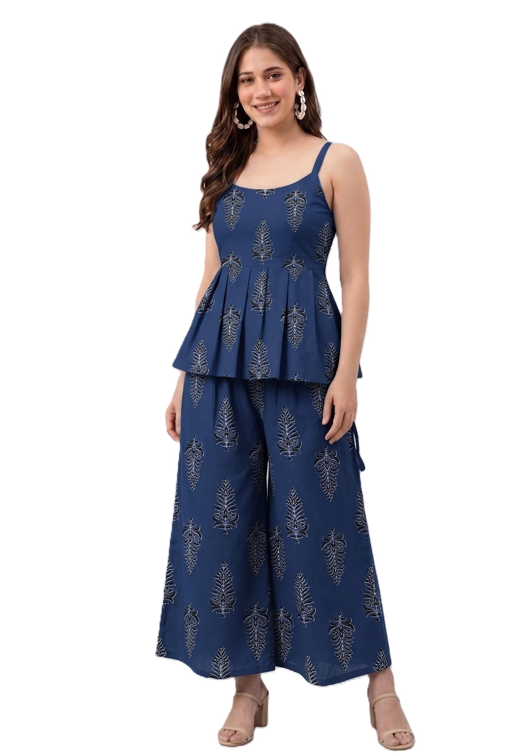 moirai Cotton Printed Co-Ord Set for Women – Breathable & Stylish Summer Outfit | Soft Regular Fit Western Coord Set | Women Trendy Top & Palazzo Set-picture-11