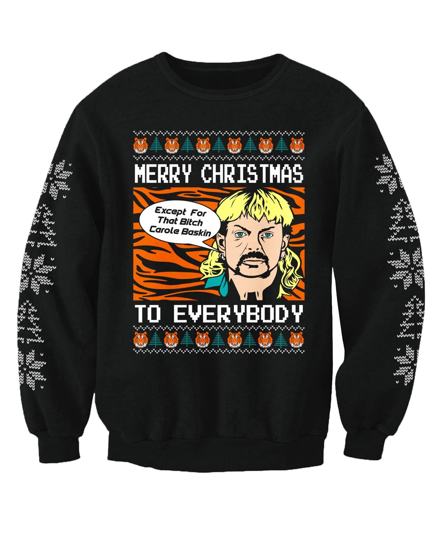 Joe Adults Novelty Exotic Christmas Jumper Funny Tiger Festive Printed Sweatshirt Large Black