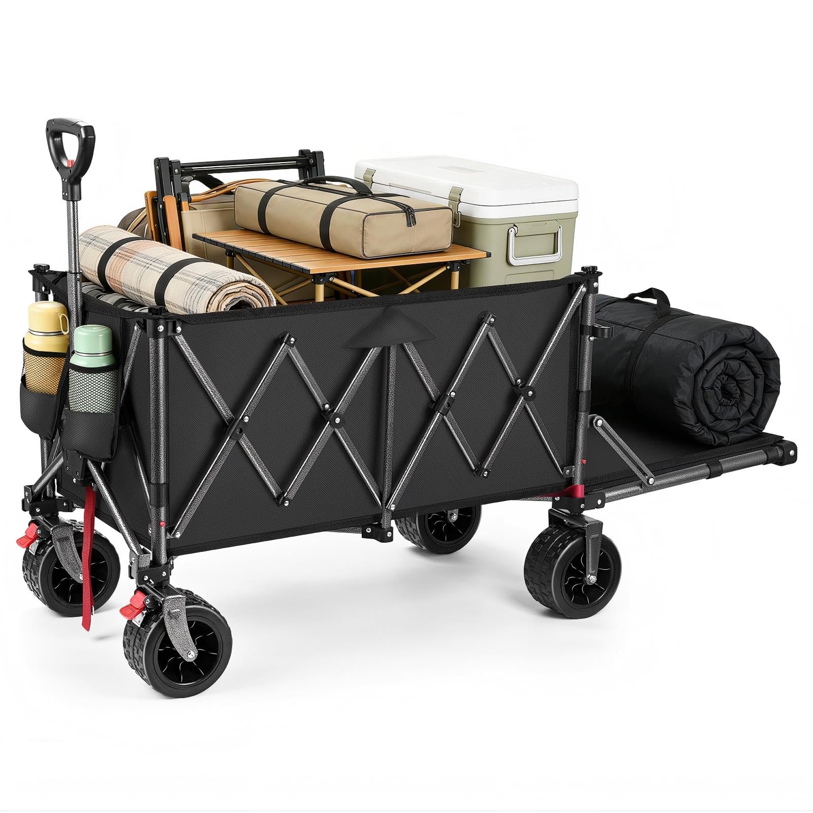 YEAUPE PRO Carro Plegable Todo Terreno – Frenos Dobles, Ruedas Anchas, Estructura Reforzada, Mango Ajustable – Ideal para Playa y Camping – 150‑240L, Negro — view 10