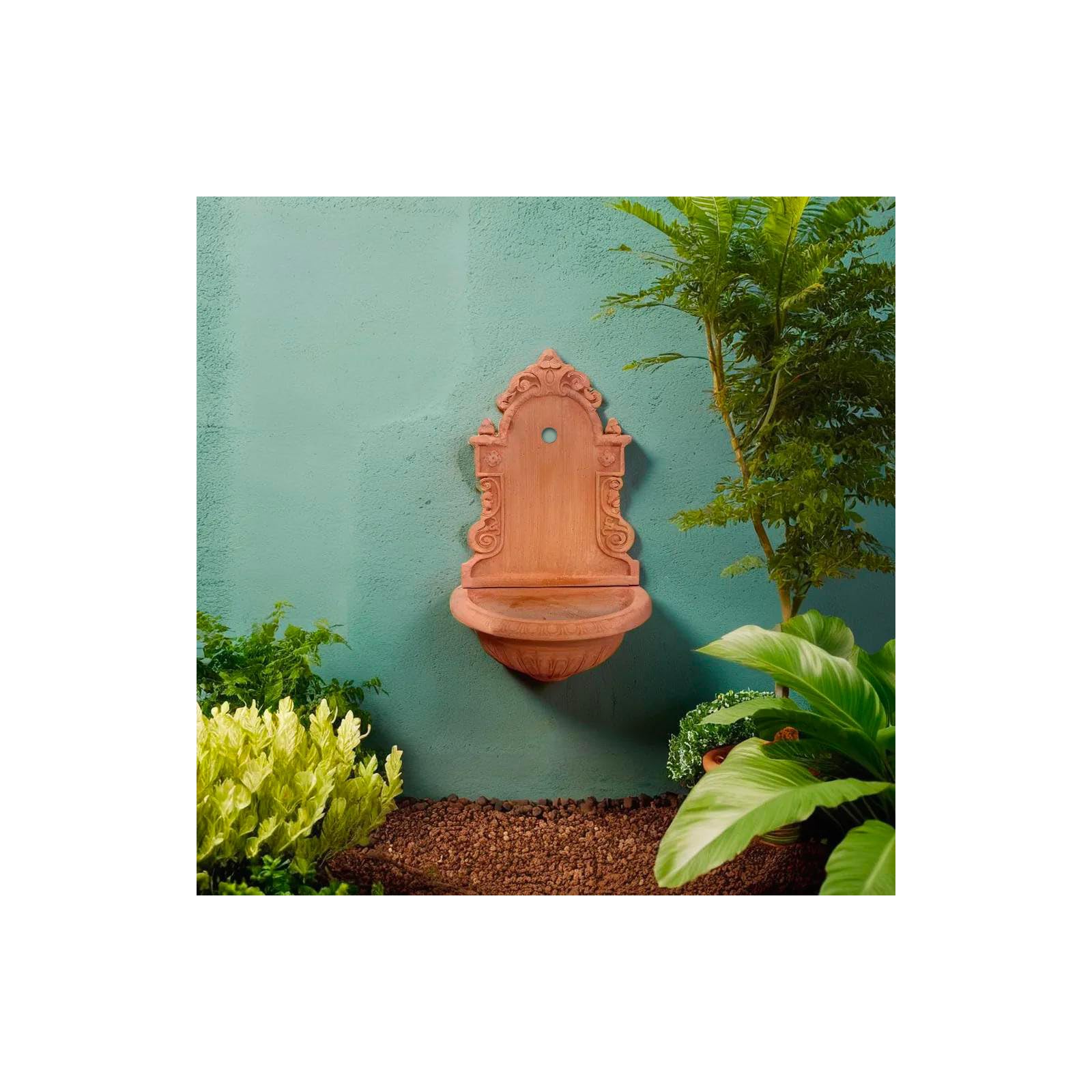Fontana da giardino a muro Fontana terracotta 65x40x25 cm Made in Italy
