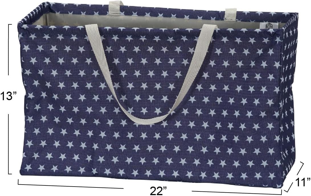 Household Essentials Blue with White Stars Krush Container All-Purpose Utility Tote - Image 4