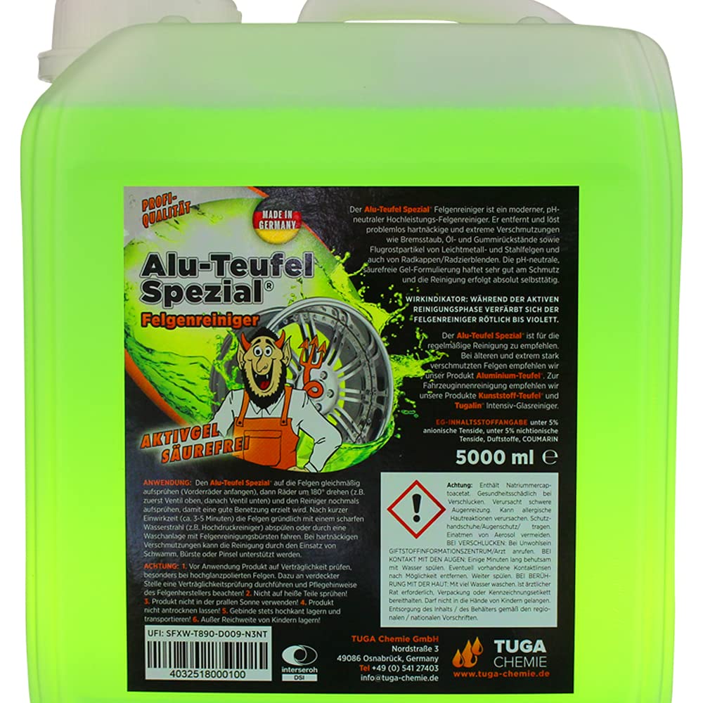 TUGA Alu-Teufel Spezial Felgenreiniger Aktivgel säurefrei GRÜN 1x 1L + 1x 5L