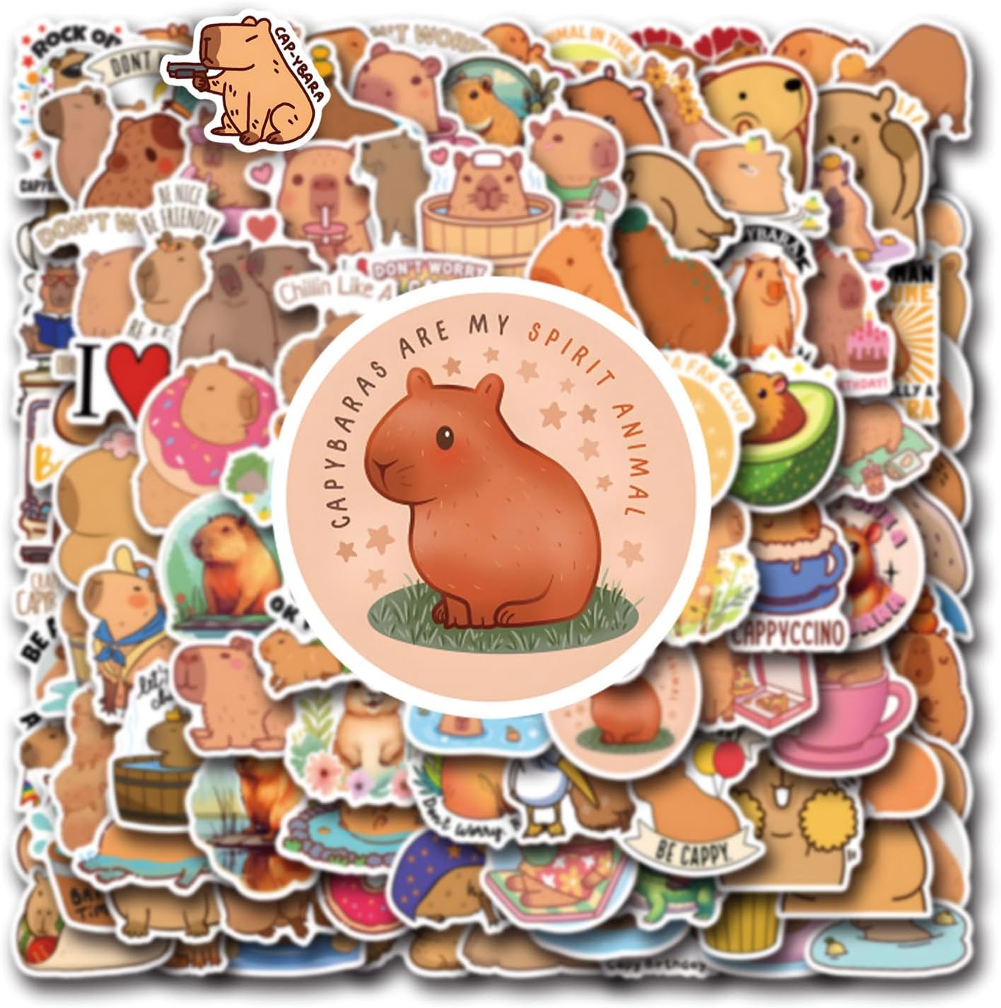 Kawaii Stickers, 120 Pcs Cute Capybara Stickers Vinyl Waterproof Animal Decals for Adult for Water Bottle Laptop Luggage Snowboard Guitar Scrapbook Phone Animals Party - Image 5