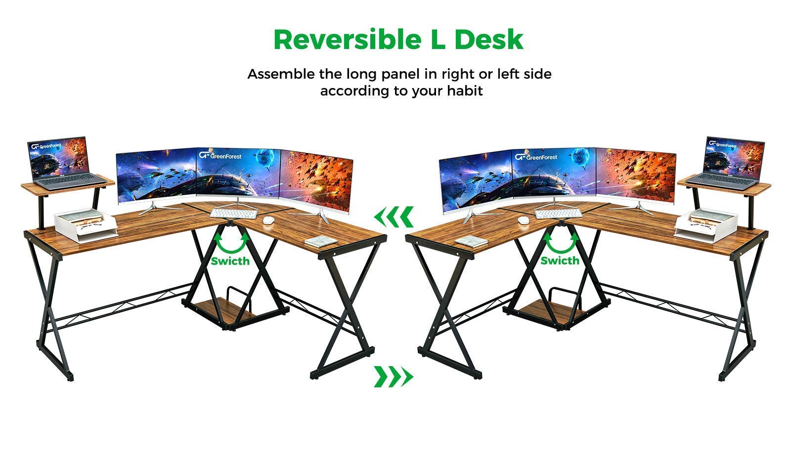 Buy GreenForest L Shaped Desk 58 inch, Reversible Corner Computer