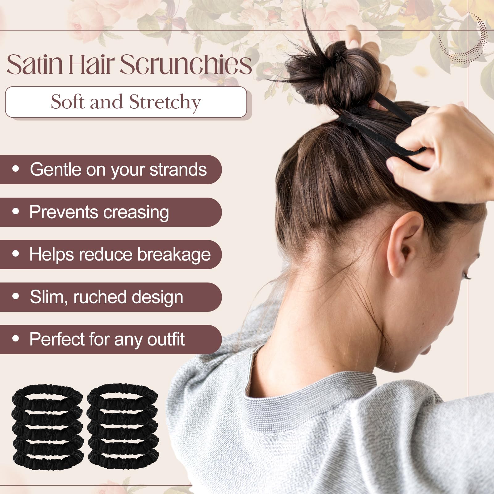100 coleteros de satén para el pelo a granel, coleteros de satén negro para el cabello, coleteros para el cabello pequeños, coleteros de satén negro, coleteros para el cabello, coleteros para