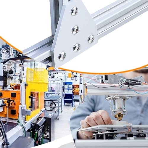 Miniatura 6 de 10 piezas 2020 placa de unión de placa de unión de aluminio en forma de T, conector de extrusión de aluminio de 5 agujeros con 50 tuercas en T, 50