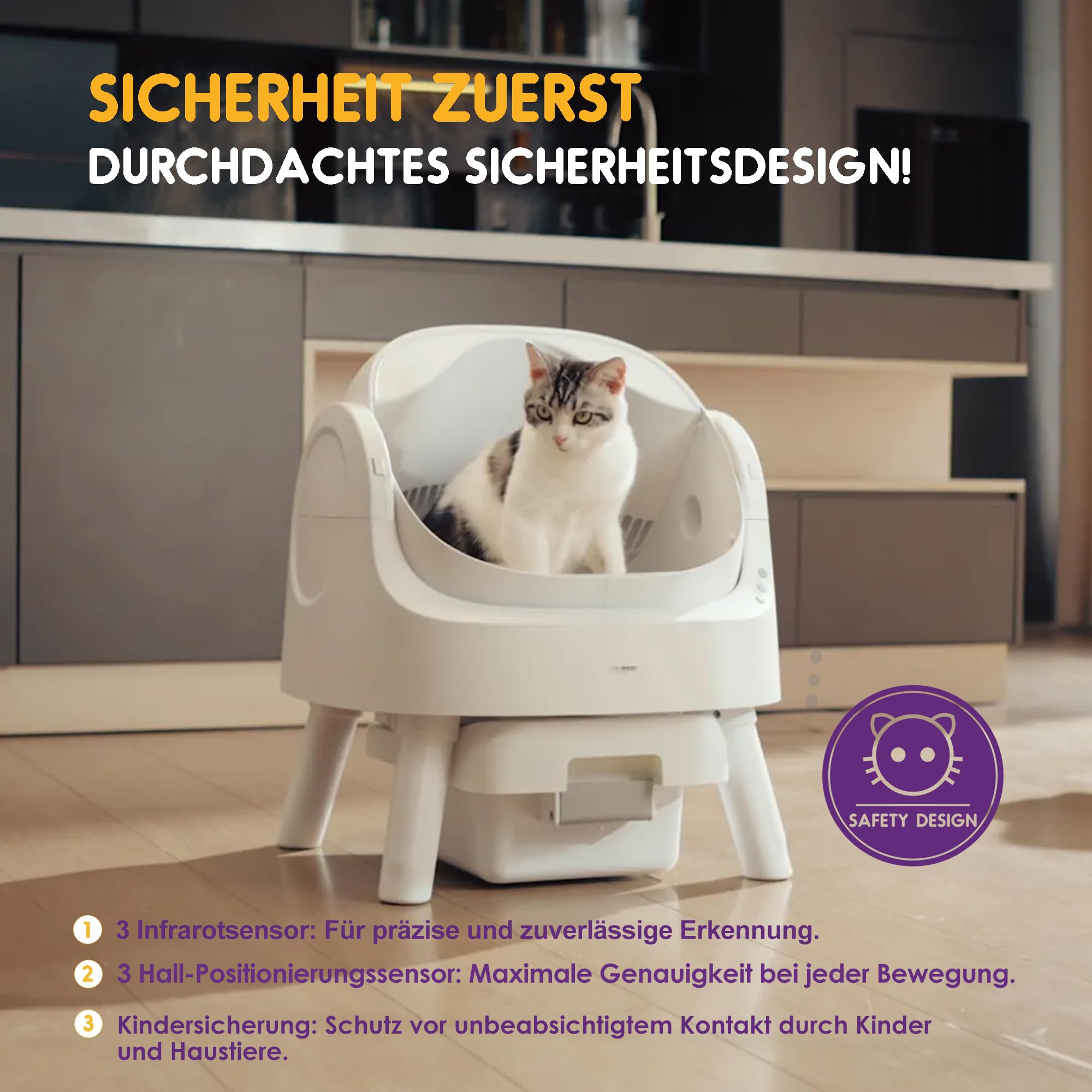 PetPivot Selbstreinigende Katzentoilette mit Offenem Design, Automatische und Manuelle Modi, Sofortige Reinigung und Einfaches Schaufeln, Ideal für Große Katzen, Geeignet für Mehrkatzenhaushalte
