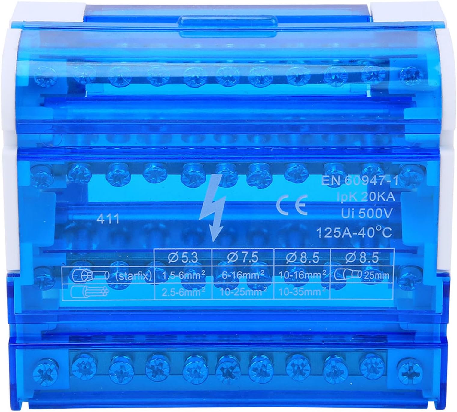 Heavy Duty Bus Bar Power Distribution Box, Terminal Block Din Rail Distribution Box 4 Level Single Phase Terminal Blocks for Electrical Engineering