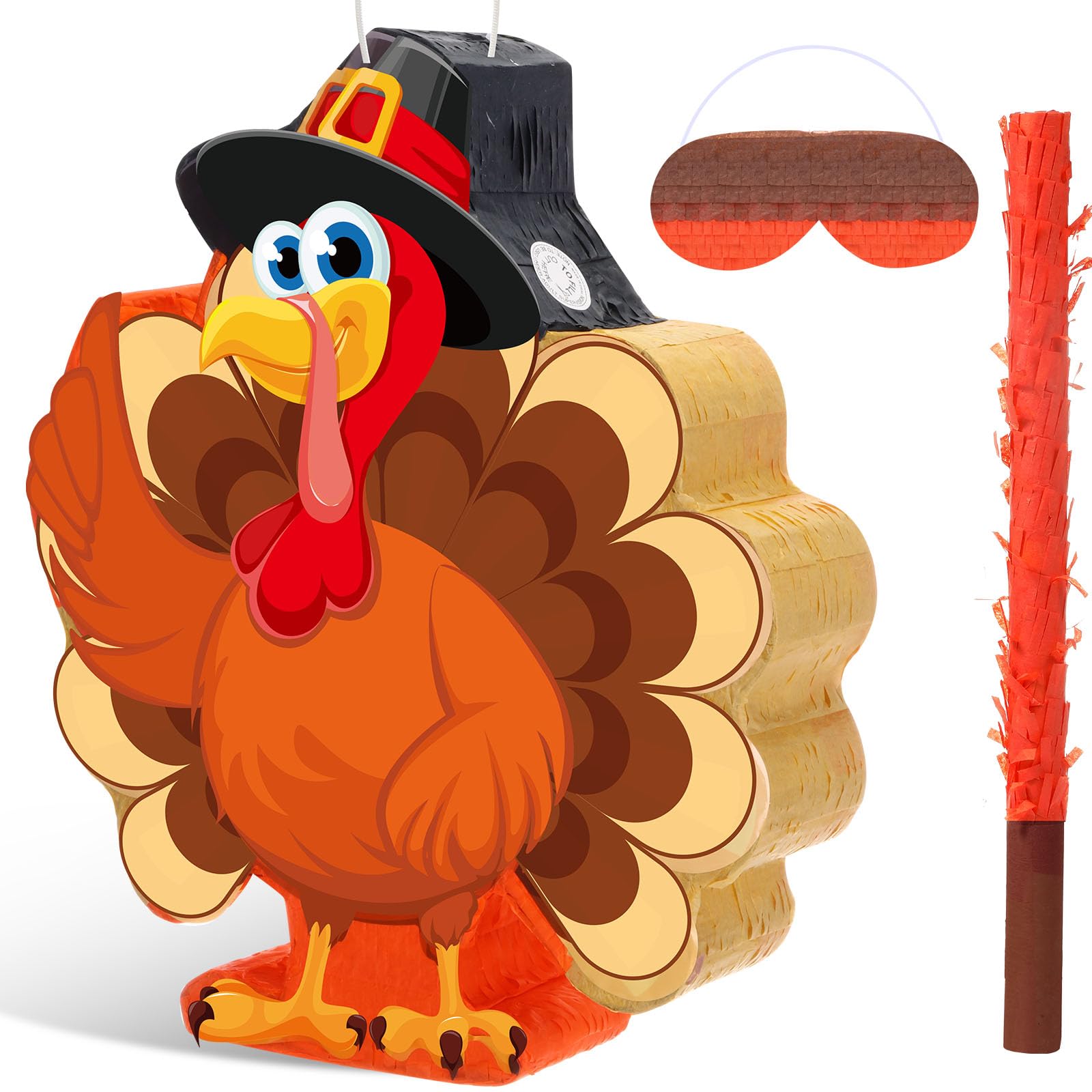 Harrycle Fall Thanksgiving Piñata Large Thanksgiving Piñata with Blindfold Bat and Confetti for Autumn Harvest Birthday Party Gifts Supplies Holiday