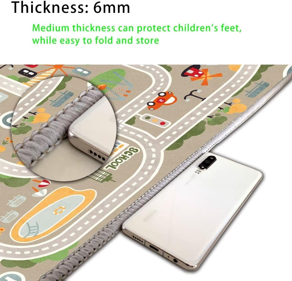 Car Rugs Play Mat for Toy Cars，Kids Rug with Roads for Playroom，City Life Road Carpet for Baby Learning，Non-Slip Educational Nursery Rug for Toddlers(Grey, 80×120cm/31×47")