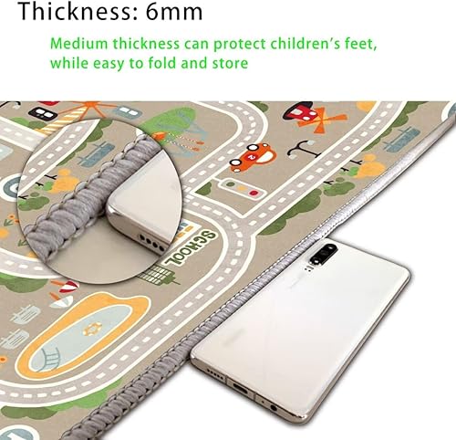 Miniatura 5 de Alfombra de juego para autos de juguete, alfombra infantil con carreteras para sala de juegos, alfombra de carretera de vida urbana para aprendizaje