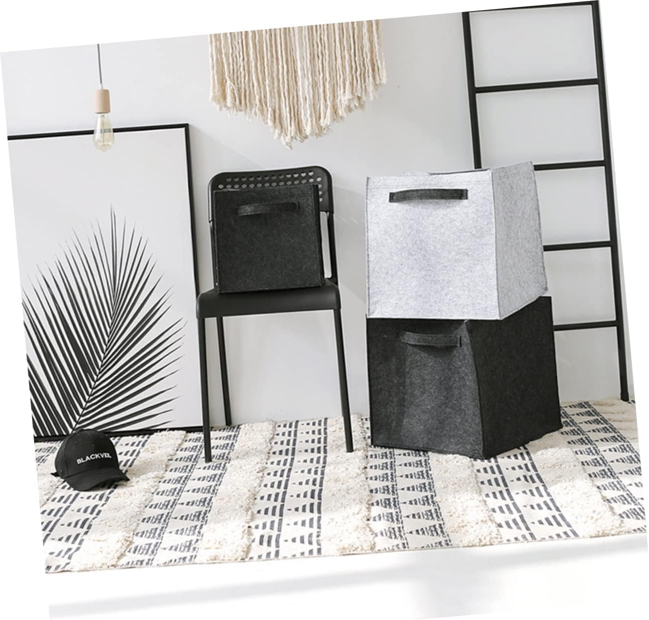 PRETYZOOM Clothing Storage Basket Toy Organizer Felt Laundry Hamper for Boys and Girls Toys Books Clothes and More Stylish Grey Design for Home Organization image 4