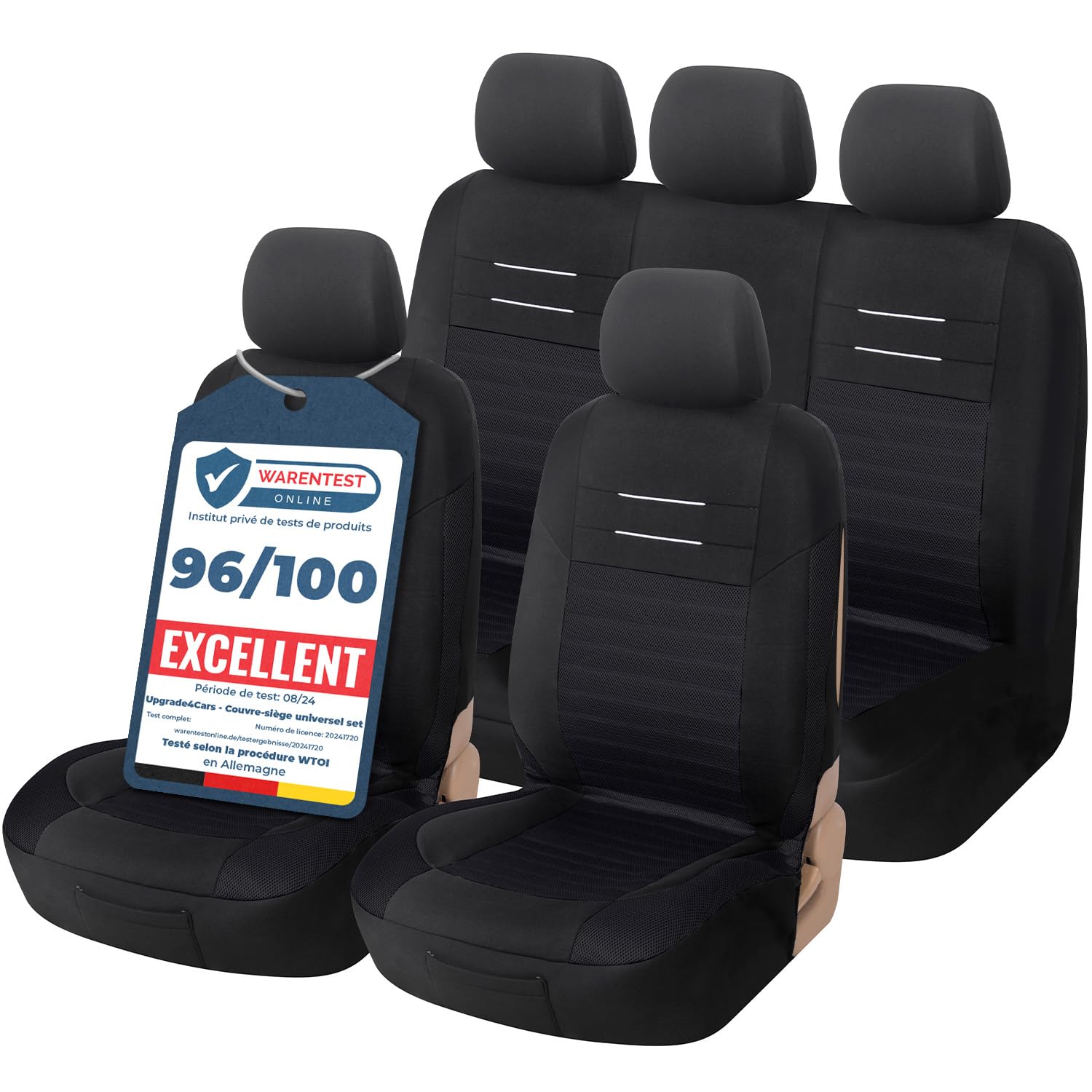 upgrade4cars Housse de Siege Voiture Universelle Noir | Pour la plupart des voitures | respirant & pratique | Été & Hiver