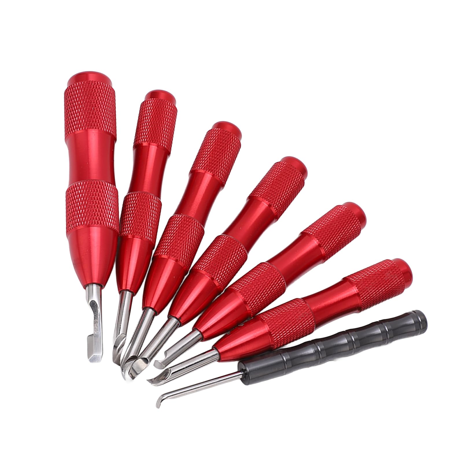 Juego de 7 herramientas para abrir tapa trasera de reloj, kit profesional para quitar cajas de relojes, herramientas de palanca de aleación de aluminio de múltiples (Roja)