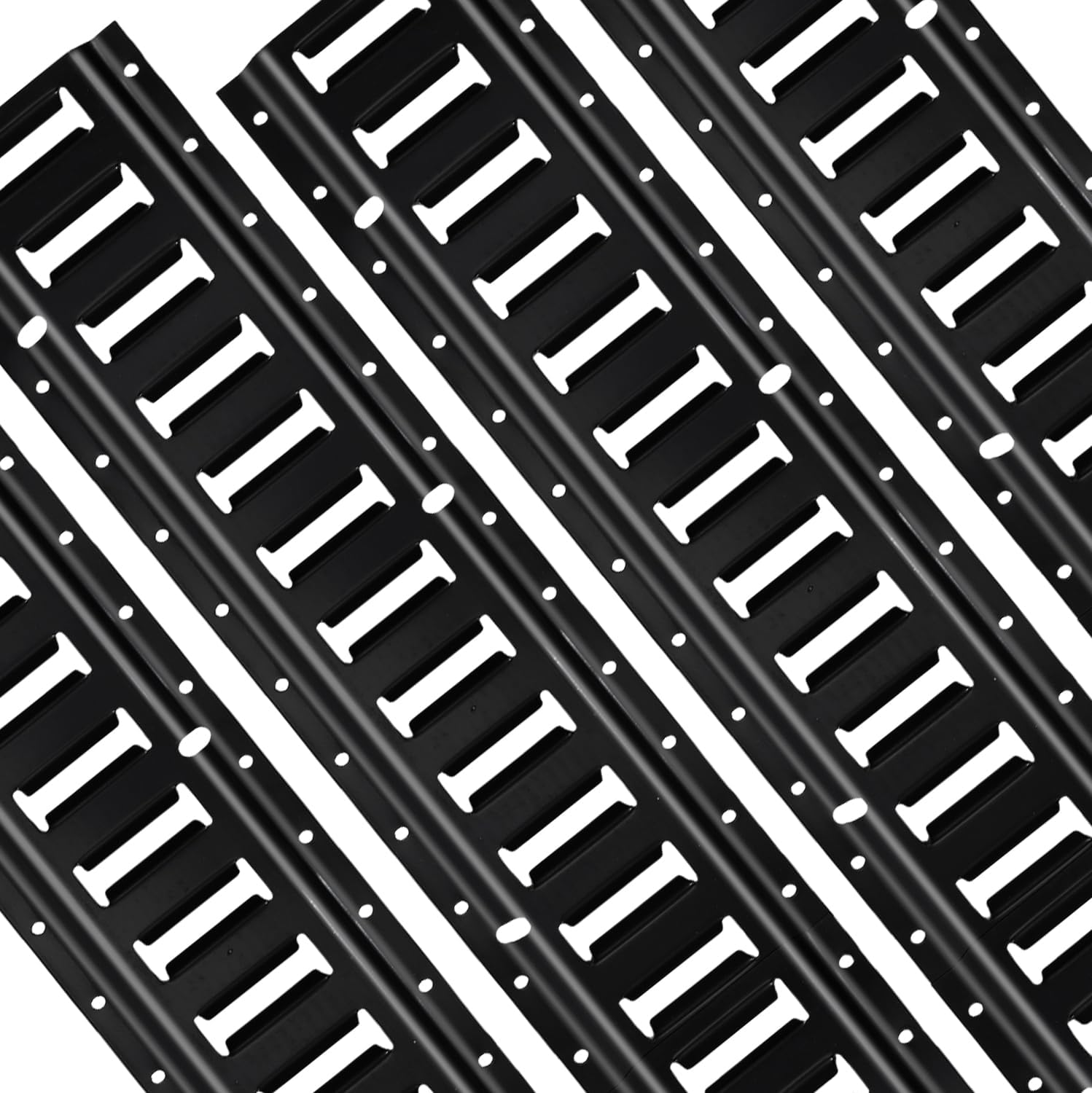 E-Track Rail Tie Down Kit 2' - ETrack Rail with Powder-Coated Steel - 6000 LBS Break Strength - 4 Pack Black E Track System for Secure Cargo & Heavy Loads in Enclosed Trailers, Trucks, Vans
