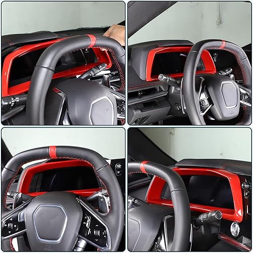 Miniatura 4 de Sekhyna Marco de panel de tablero compatible con Corvette C8 Stingray 2020-2023 ABS 1 pieza de accesorios de marco de velocímetro electrónico de