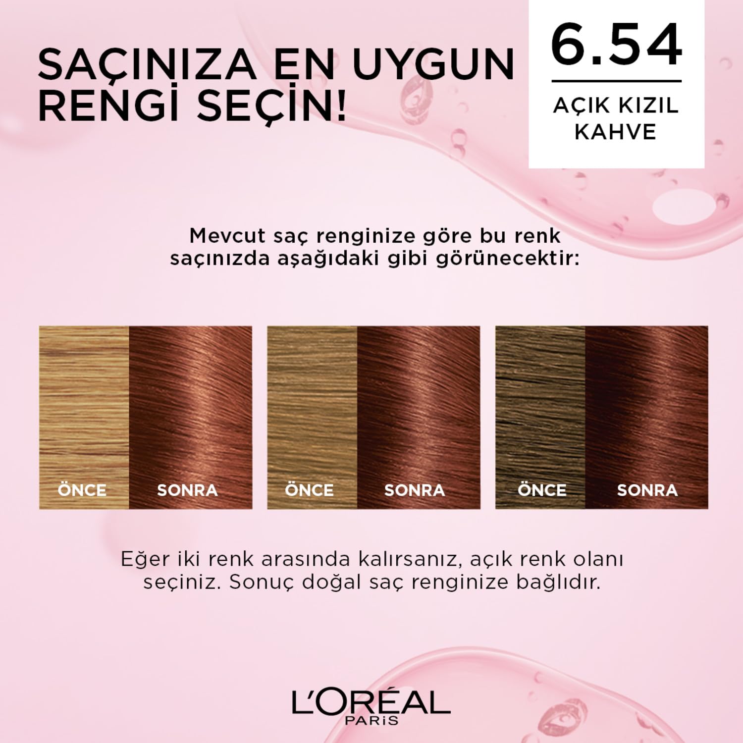 L'Oreal Paris Excellence Creme Saç Boyası 6.54 Açık Kızıl Kahve