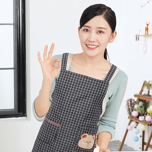 Miniatura 8 de Delantal ajustable de lona oscura de algodón y poliéster con bolsillo espacioso para hombres y mujeres, camareros, chefs, estilistas, salón de