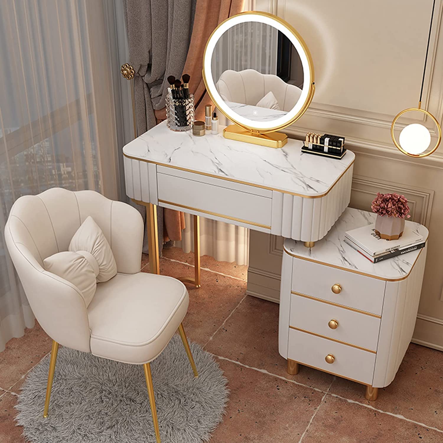 Amazon｜ドレッサー 化粧台 鏡台、ロックスラブトップのモダンな