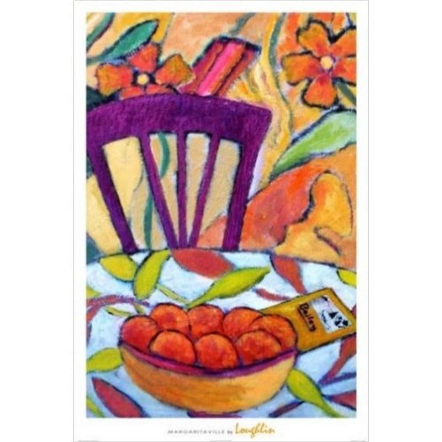 Margaritaville by Brendan Loughlin 36x24 Art Print Poster Still Life Interior Fruit Bowl on Table Bright Colorful Orange Red Purple Green