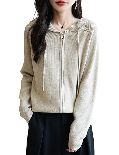 Women's Merino Wool Blend Cardigan 2025 Fall Winter Casual Zipper