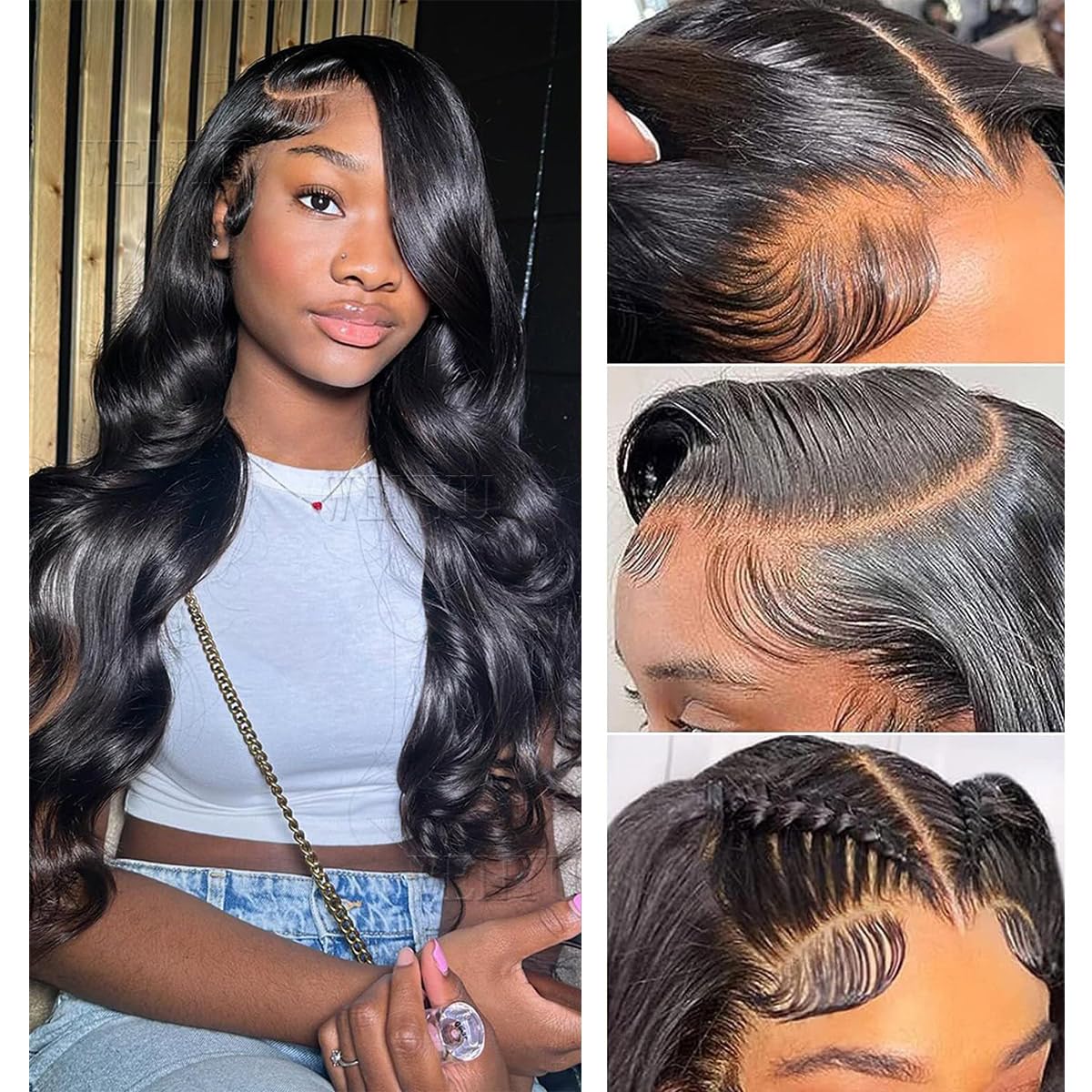 Wenyu Body Wave Lace Front Human Hair Wig - Pre Plucked, 4x4 Lace Closure, Glueless Frontal Wig (Body Wave, 22 inch)