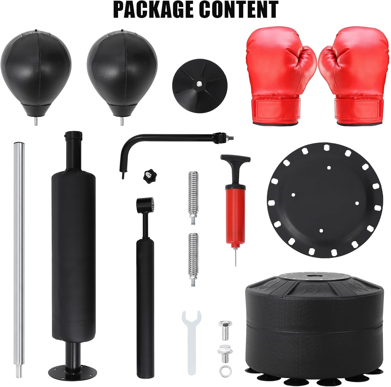 3-in-1 Freestanding Punching Bag Set, Adjustable Height Boxing Bag with 2 Speed Balls & 360° Reaction Bar, Complete Home Boxing Equipment System No Mounting Needed for Adults Teens MMA Kickboxing