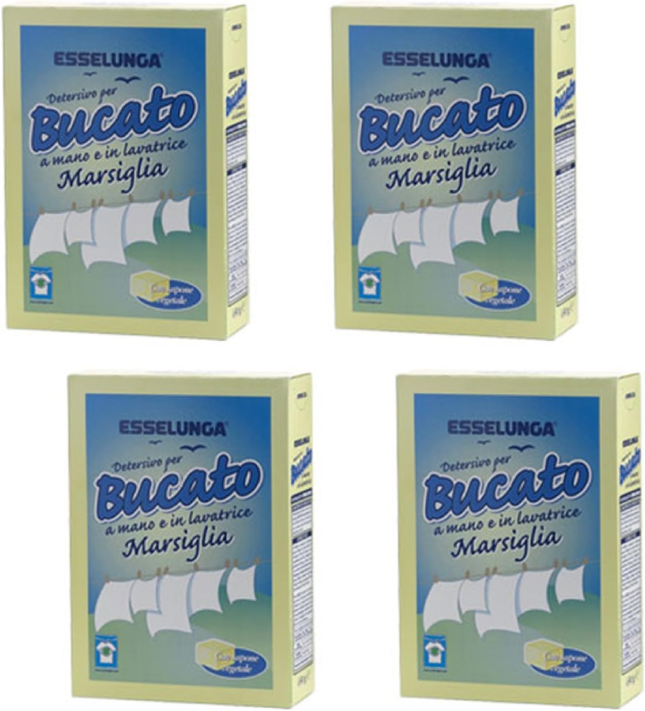 Esselunga: Bucato a Mano e in Lavatrice Marsiglia - Marseille Soap for Machine or Hand Wash 15.8 Ounces (450g) Packages (Pack of 4) [ Italian Import ]