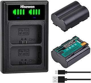 Hisewen NP-W235 NPW235 Battery 2 Pack, Dual LED Charger for Fujifilm X-T5, X-H2s, X-H2, X-T4, Fujifilm GFX 100S, GFX 50S I...